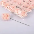 Artificial foam rose flowers with stems, 8cm pink rose heads for wedding bouquets and DIY gifts. - Blush