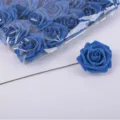 8cm artificial blue foam rose flowers with green stems for wedding decor craft DIY projects - Sapphire Blue