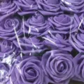 Artificial purple foam rose flower heads for wedding bouquets DIY craft party decorations - Purple