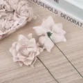 PE künstliche Gardenien Blütenköpfe mit Stielen für DIY Blumensträuße und Geschenkbox - Hellbraun