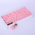 Pink rose soap flower heads for gift box bouquet DIY arrangement, artificial decorative floral. - 50 Pieces/Box / Light Pink