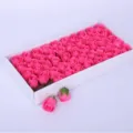 Artificial soap rose flower heads in white gift box, perfect for DIY bouquets and Gifts - 50 Pieces/Box / Deep Pink