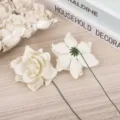 Weisse künstliche PE-Gartenien Schaumstoff Blütenköpfe mit Stielen für DIY Blumenstrauß - Haferflockenfarbe