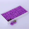 Purple soap rose heads gift box artificial flowers for valentine day bouquet DIY crafting 50pcs - 50 Pieces/Box / Medium Purple