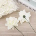 Weiße PE Schaumstoff Gardenie künstliche Blume Stiel DIY Handwerk Hochzeitsstrauß Material - Milchweiß