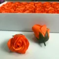 Orange soap rose heads in gift box, artificial flower bouquet material for Valentine's day. - 50 Pieces - Orange