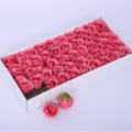 Pink soap rose flower heads for bouquet gift box packaging and DIY decoration supply - 50 Pieces/Box / Lotus root pink