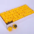 Yellow soap rose flower heads bulk for DIY bouquets and Valentins Day gift box decor. - 50 Pieces/Box / Yellow