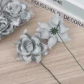 Künstliche PE-Schaumstoff-Gardenienköpfe mit Stielen für DIY-Blumensträuße und Geschenkboxen. - Staubiges Blau