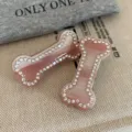 Détail des barrettes en forme d'os rose dégradé style Y2K avec strass brillants - 1 Pièce / Rose