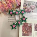Fermagli per capelli in acetato a forma di stella rosa e verde per acconciature di tendenza - Stile Y2K / Pezzo Singolo / Verde