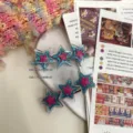 Mollette per capelli in acetato con glitter blu e contrasto rosa per frangia laterale - Stile Oceano d'Amore / Pezzo Singolo / Blu