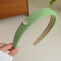 Elegant green padded headband with a sparkling rhinestone for a high cranial look. - Matcha Round Drill