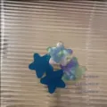 Fermagli per capelli a forma di stella in acetato colorato per ragazze marmorizzati - Stella Glitterata / Pezzo Singolo / Blu Mare Lucido