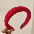 Vibrant red knitted high-top headband with a comfortable wide design for elegant women. - Knit Red Hair Band (221002)