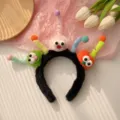 Serre-tête mignon en peluche avec antennes colorées et yeux mobiles pour fête créative - Style Antenne Œil / Serre-tête Twist Foncé