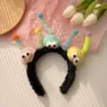 Serre-tête peluche monstre coloré pour fête, maquillage et coiffure créative amusante - Style Antenne Œil / Serre-tête Twist Clair