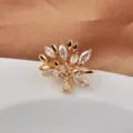 Elegante broche de árbol dorado con cristales marquise para accesorio de moda mujer - Modelo 03 Dorado
