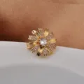 Elegante broche de flor dorada con cristales brillantes para decoración de vestidos - Estilo 04 Dorado