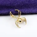 Goldene Punk-Spinne Brosche Anstecknadel mit glänzendem Metall-Finish für Herren - Gold