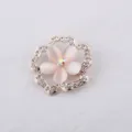 Elegante Blumenbrosche im koreanischen Stil mit rosa Katzenauge und funkelnden Kristallen - Fünfblättrige Blume Stil (03)