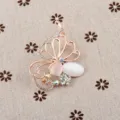 Eleganter roségoldener Schmetterlings-Brosche mit Katzenaugensteinen und Glitzersteinen - Schmetterling Stil (07)