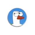 Cute cartoon white duck round enamel pin badge with silver metal edge for accessories. - Round Cartoon Duck (YP3743) / Light Blue (YP3743)