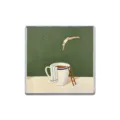 Kreative quadratische Metallbrosche mit Gemälde einer Person, die in Kaffee springt - Quadratischer Stil (ZP3905)
