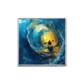 Square metal brooch featuring an artistic oil painting of sea waves and a kayaker. - Square (ZP4162) / 3x3cm
