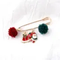 Weihnachts-Sicherheitsnadel-Brosche mit Weihnachtsmann, Glocken und bunten Pompons - Stil 04