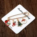 Festliche Brosche aus Legierung mit Weihnachtsmann und Weihnachtsbaum Anhängern - Stil 05