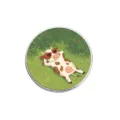 Cute cartoon cow enamel pin badge in summer grass meadow style - Round Cow Style (YP4633)