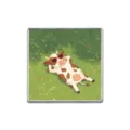 Creative square cartoon cow enamel pin featuring a cow with red sunglasses on grass - Square Cow Style (ZP4633)