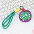 Cartoon mesh coin purse keychain portable mini storage bag cute embroidered character pendant - Green Small Hanging Bag with Handle