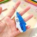 Blauwe cartoon haai vormige doosopener sleutelhanger, schattig draagbaar mini mesje. - Vis met grote mond