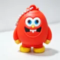 Taille-crayon rouge petit monstre dessin animé variante avec chaîne de perles enfants. - Rouge
