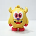 Joli taille-crayon monstre jaune avec chaîne, adorable cadeau de papeterie portable en plastique. - Jaune