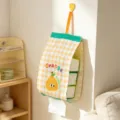 Plaid fabric hanging tissue holder yellow cute cartoon fruit storage bag for home - Yellow