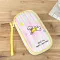 Portable multi-functional cable organizer pouch, cute striped travel storage bag for accessories. - Pink