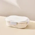 Bento lunch box with 580ml capacity, durable PP and ABS material, white and grey color design. - Medium 580ml
