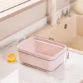 Panier d'égouttage double en plastique pour évier de cuisine, passoire à fruits rose. - M / Rose Corail