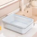 Panier d'égouttage de cuisine à double couche, grand support de rangement en plastique. - L / Bleu Plage