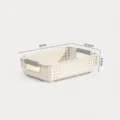 Panier de Rangement en Plastique, Variante Beige Moyenne Basse avec Poignées, Boîte - Moyen Court (1 Pcs)