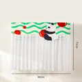 Cute panda pattern air conditioner wind deflector dust cover with white mesh curtain for home use. - Long Sitting Bear