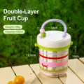 Taza de fruta portátil de doble capa recipiente de ensalada con asa y diseño de rayas - Sin Cordón