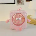 Petit ventilateur mignon de fromage de dessin animé rose portable de bureau rechargeable USB - Carré / Rose