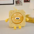 Süßer Cartoon-Käse-Miniventilator, gelbe tragbare USB-wiederaufladbare Tischventilator-Variante. - Quadratisch / Gelb