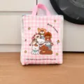 Sac à linge à carreaux rose avec joli imprimé animal, filet de lavage durable pour chemises. - M