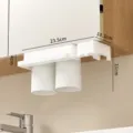 Portaspazzolino da parete senza foratura, organizer sotto pensile con tazze invertite per bagno. - Bianco