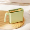 Green plastic instant noodle bowl with handle and fork, large capacity student cup. - Matcha Green